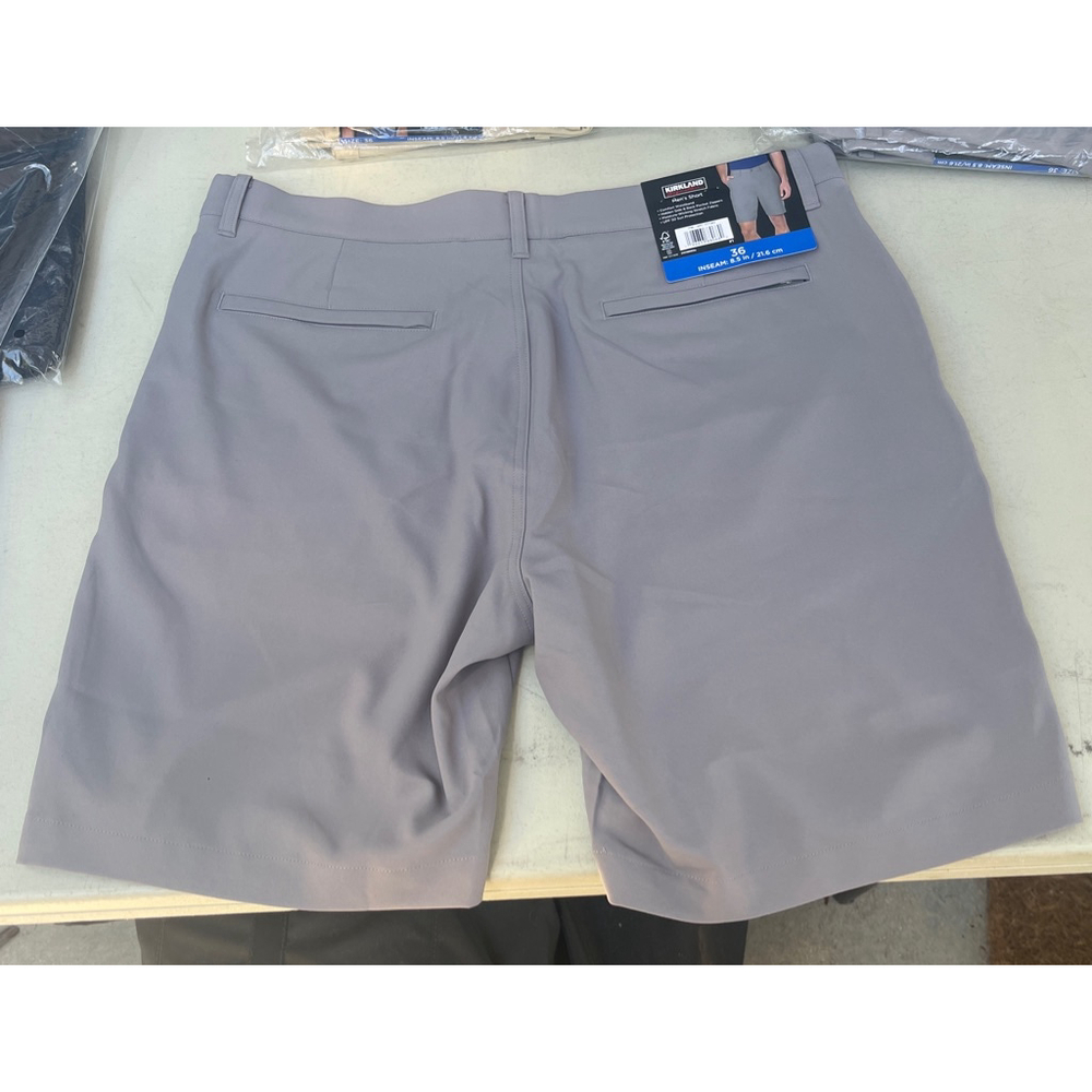 Men's Kirkland Signature Flat Front Shorts Waist 36 Gray NWT - Picture 2 of 8